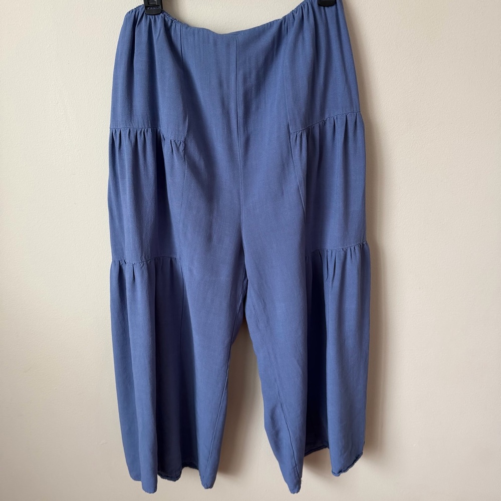 Women's V ery J Blue Sleeveless Wide Leg Square Neck Smocked Jumpsuit Size M - Picture 13 of 16